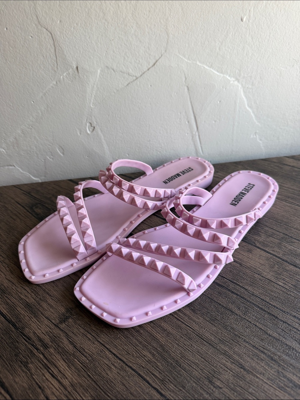 Steve Madden Light Purple Pyramid Stud Slide Sandals